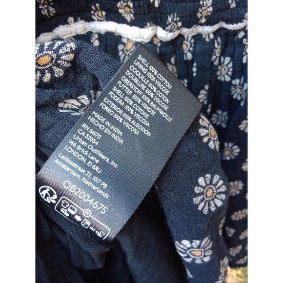 X-Small Free People Romper Daisy Floral Black Tube Top Smocked Back Strapless - Picture 6 of 7